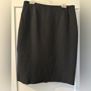 NWT Black Label by Evan Picone 12 black w/tiny wh dots full lining pencil skirt